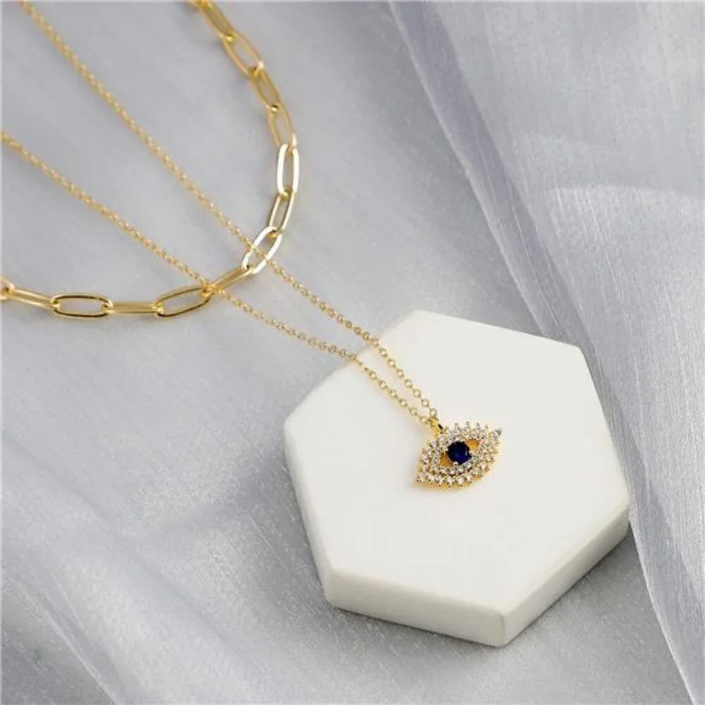 Layered Heart Necklace Pendant Handmade 18k Gold Plated Dainty Choker Arrow
